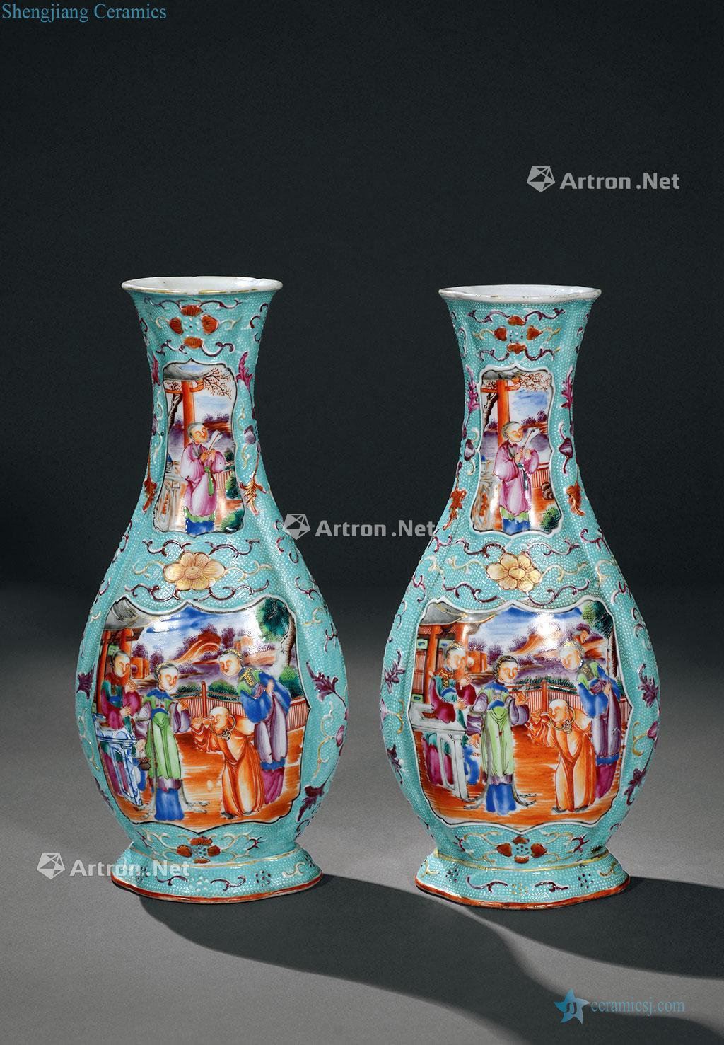 Qing qianlong pastel pearl hitom bottles to characters (a)