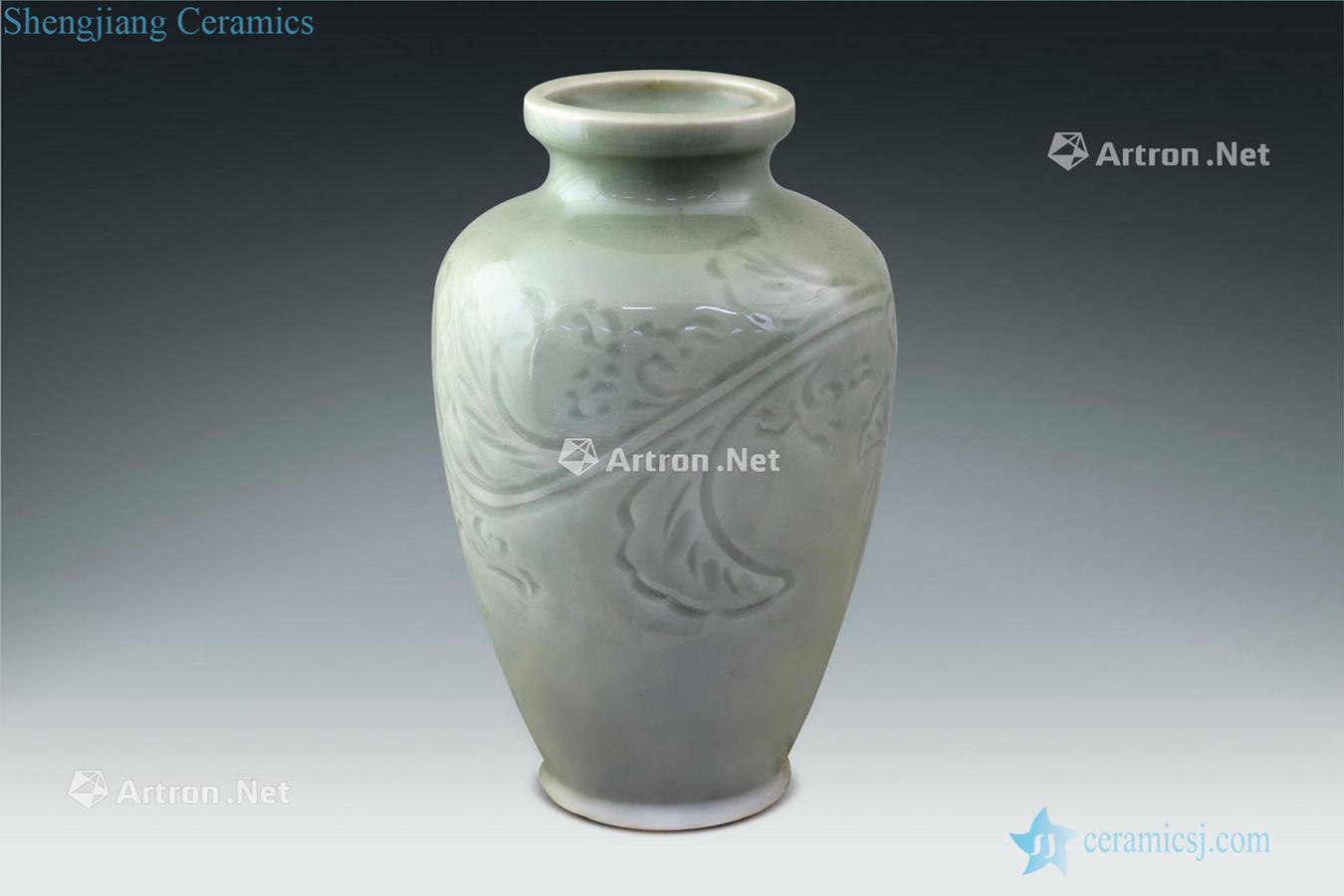 Ming Longquan celadon carved vase