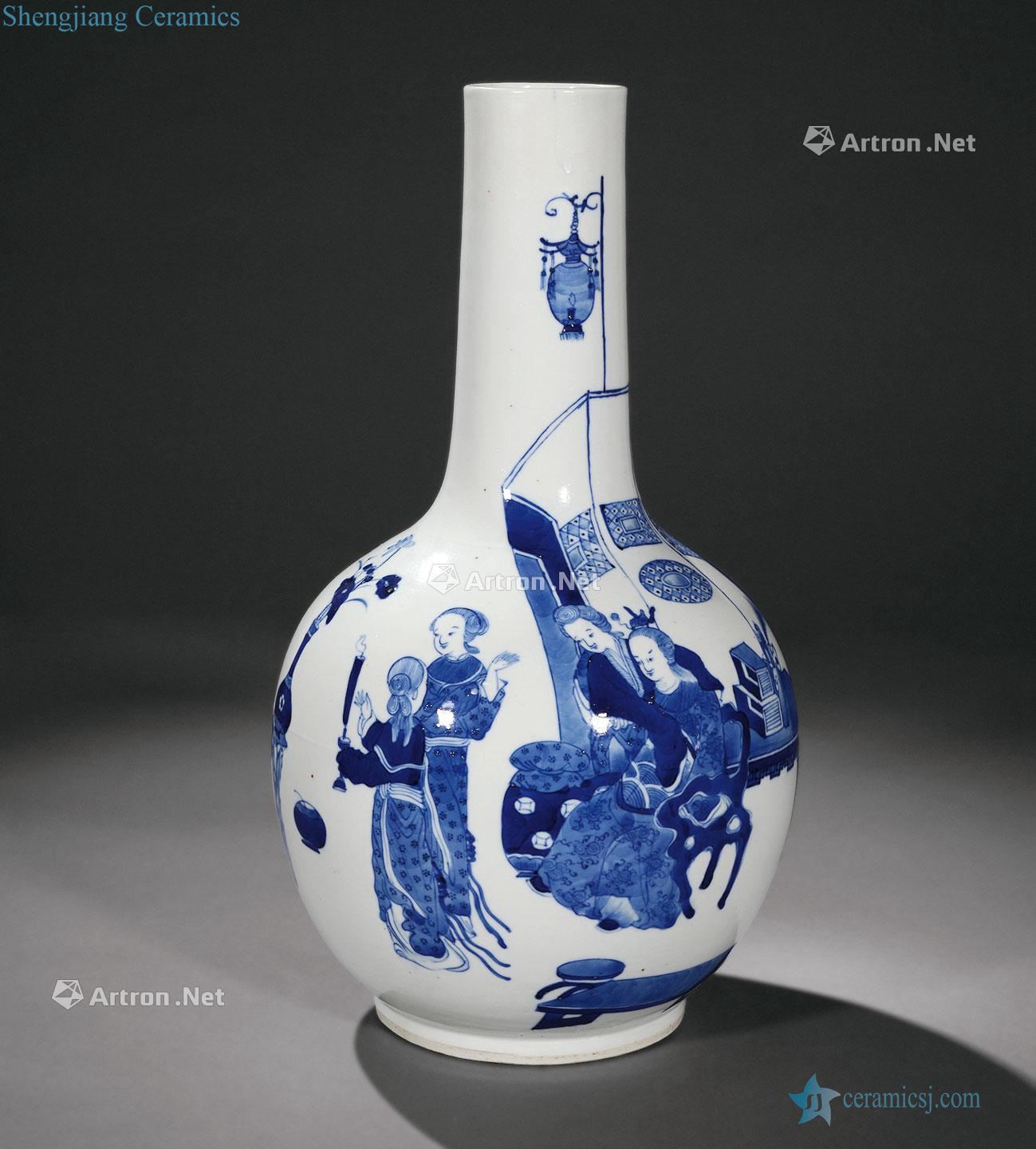 Qing dynasty blue and white beads bottles four beautiful day