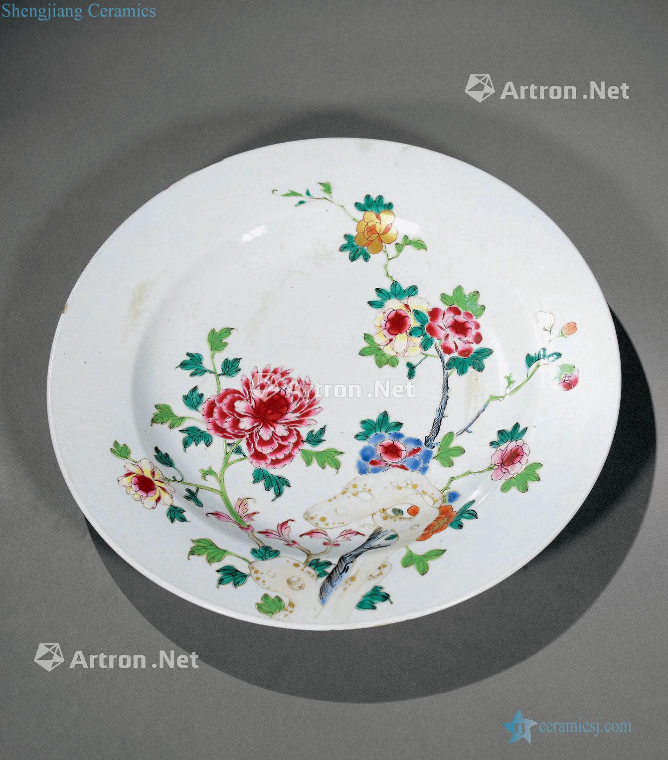Qing yongzheng famille rose flower disc