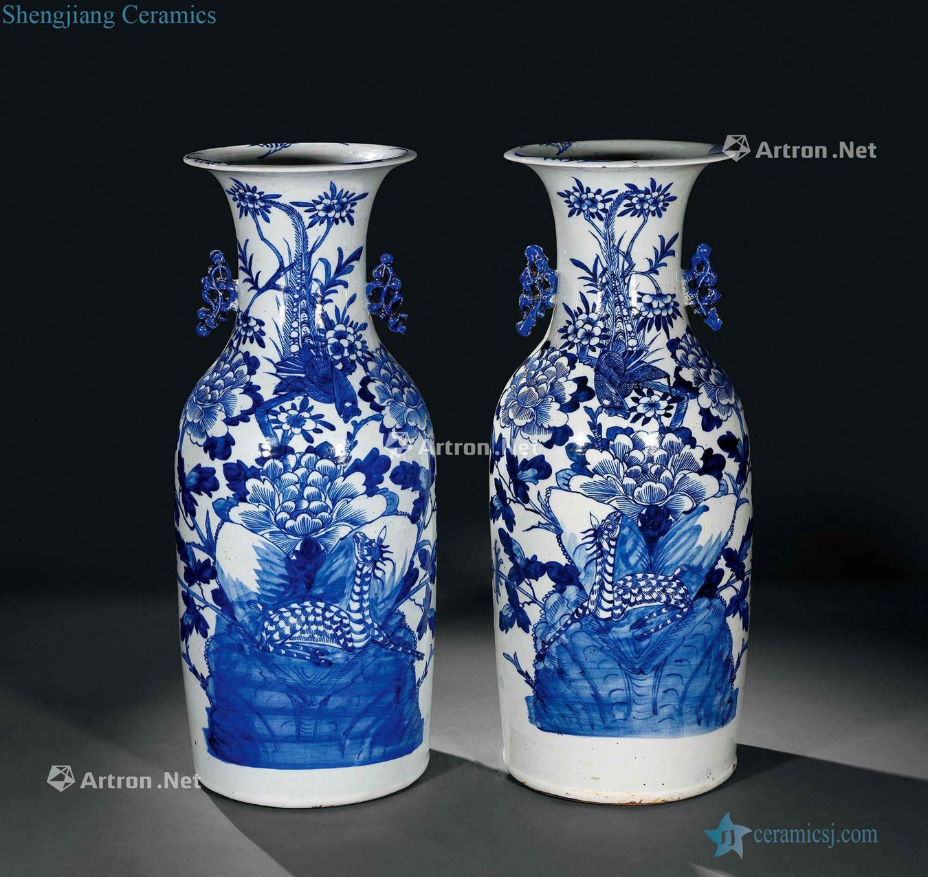 qing Blue and white flower bottle (a)