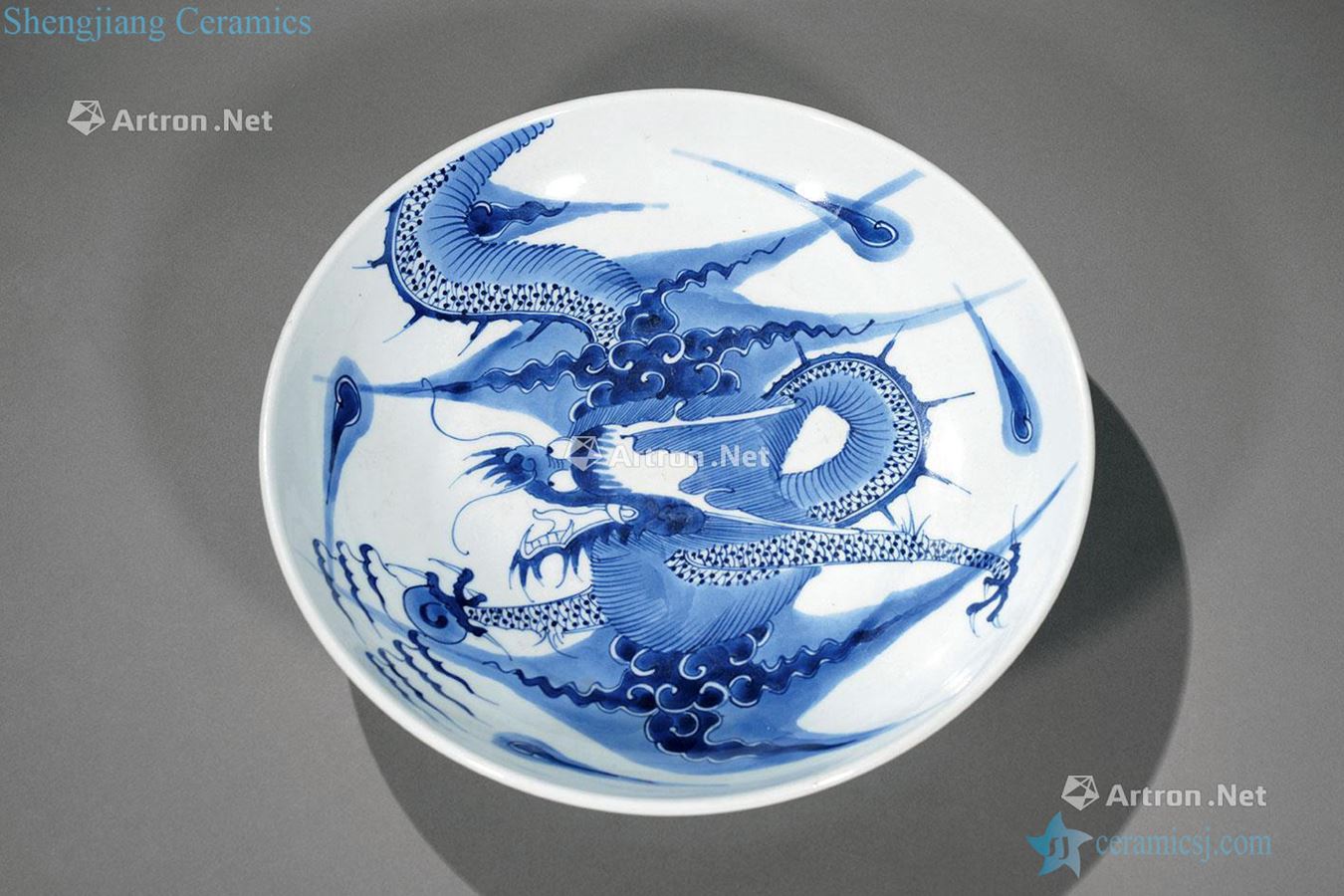 Qing yongzheng Blue and white dragon wall plate