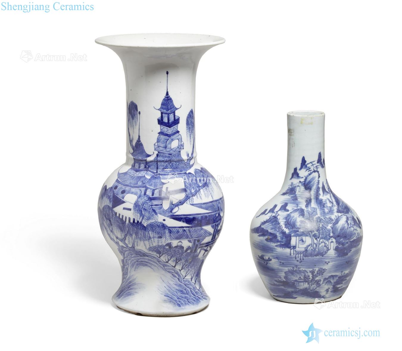 Newest the Qing/Republic period TWO BLUE AND WHITE VASES