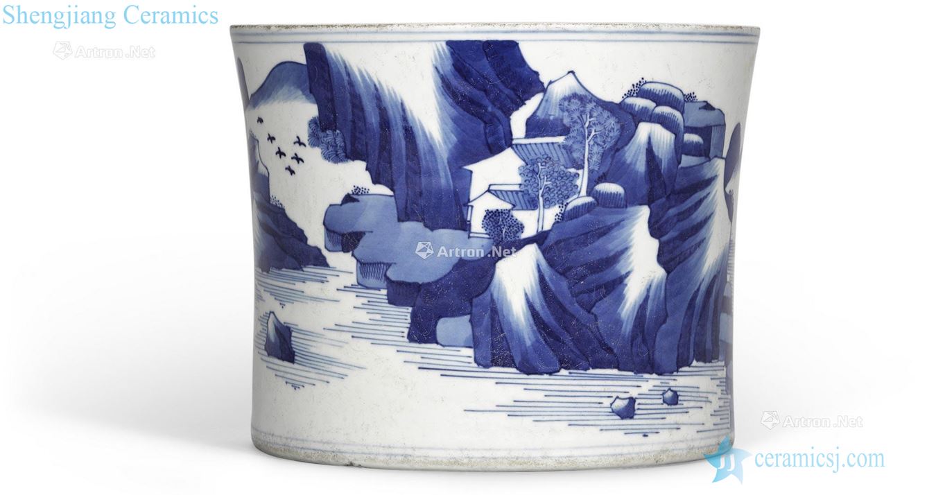 Kangxi six - character mark the and of the period. A BLUE and WHITE PORCELAIN BITONG