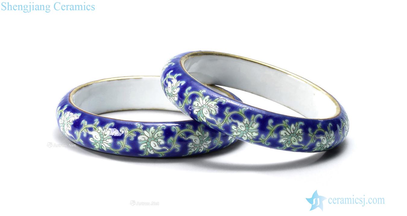 Qing in the 19th century to pastel blue flower grain bracelets (a)