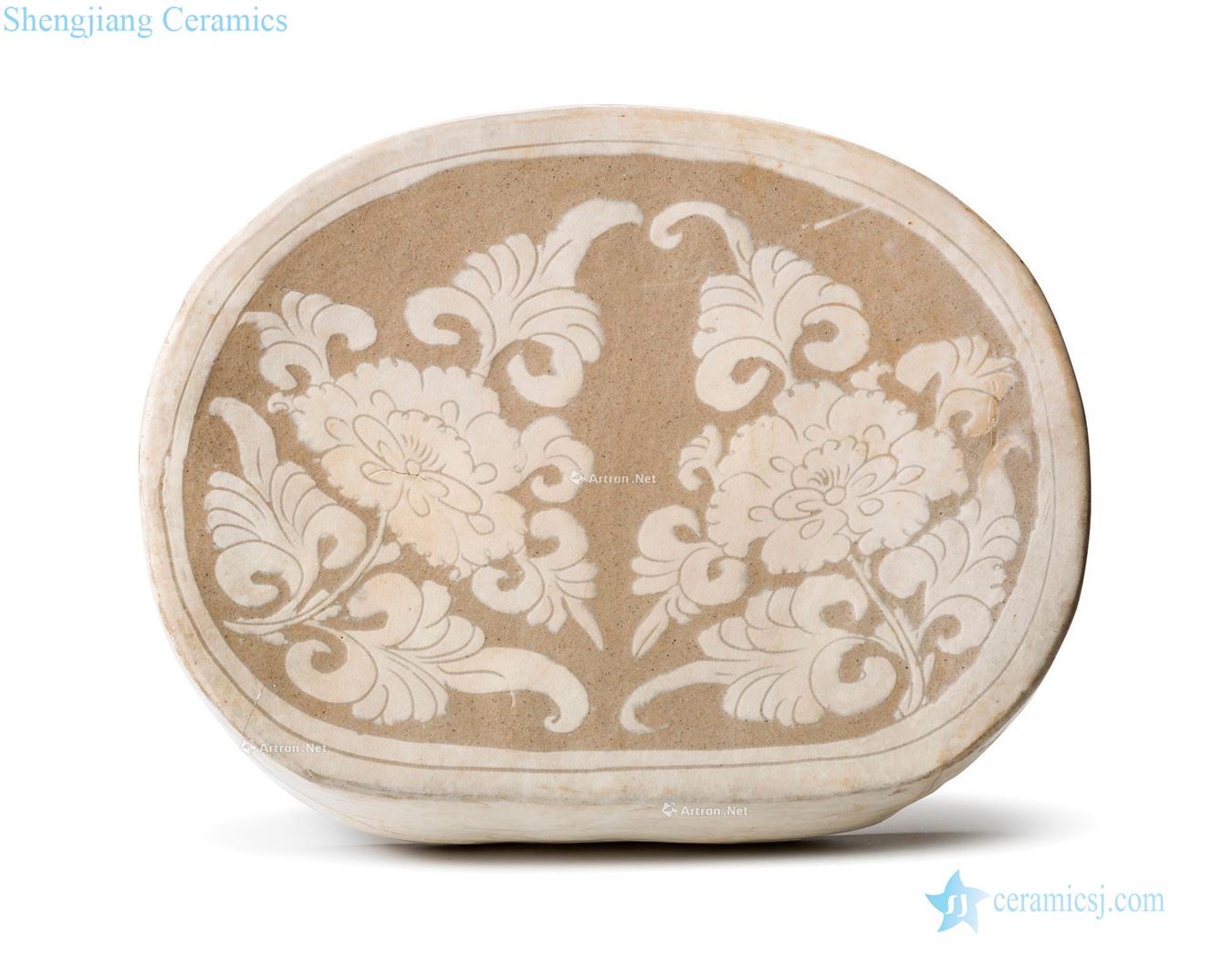 Northern song dynasty between magnetic state kiln white ground peony grains oval pillow