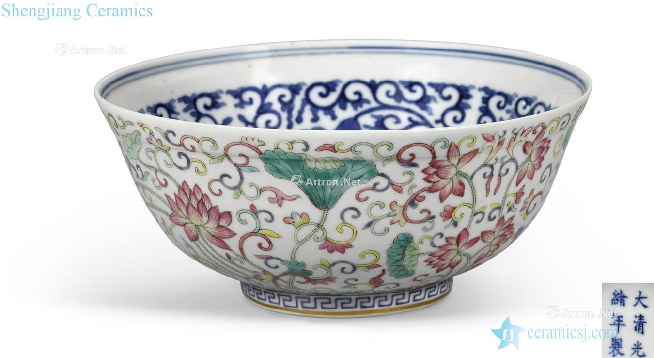 Guangxu six - character mark the and of the period the AN UNDERGLAZE BLUE and FAMILLE ROSE ENAMELED LOTUS BOWL