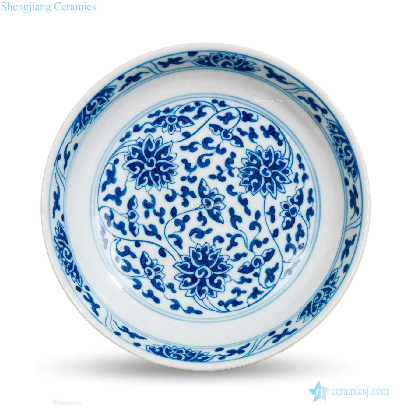 Qing xianfeng Blue and white lotus flower tray