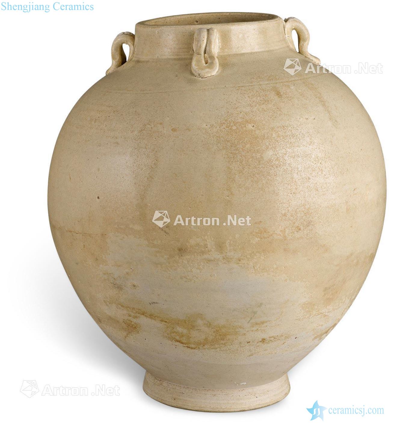 Tang dynasty A STRAW GLAZED JAR WITH originally "HANDLES