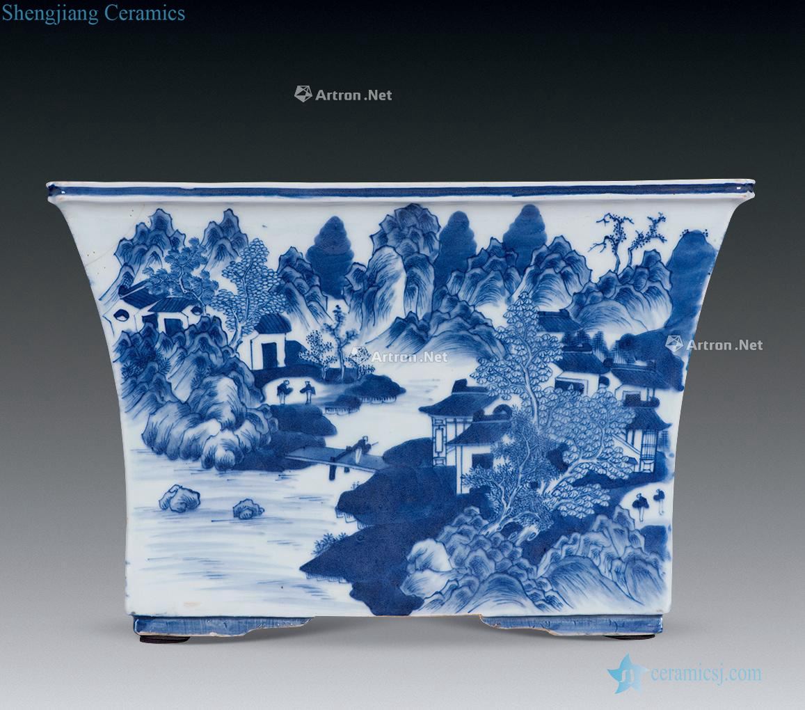 qing Blue and white jingshan water character sifang faceplate
