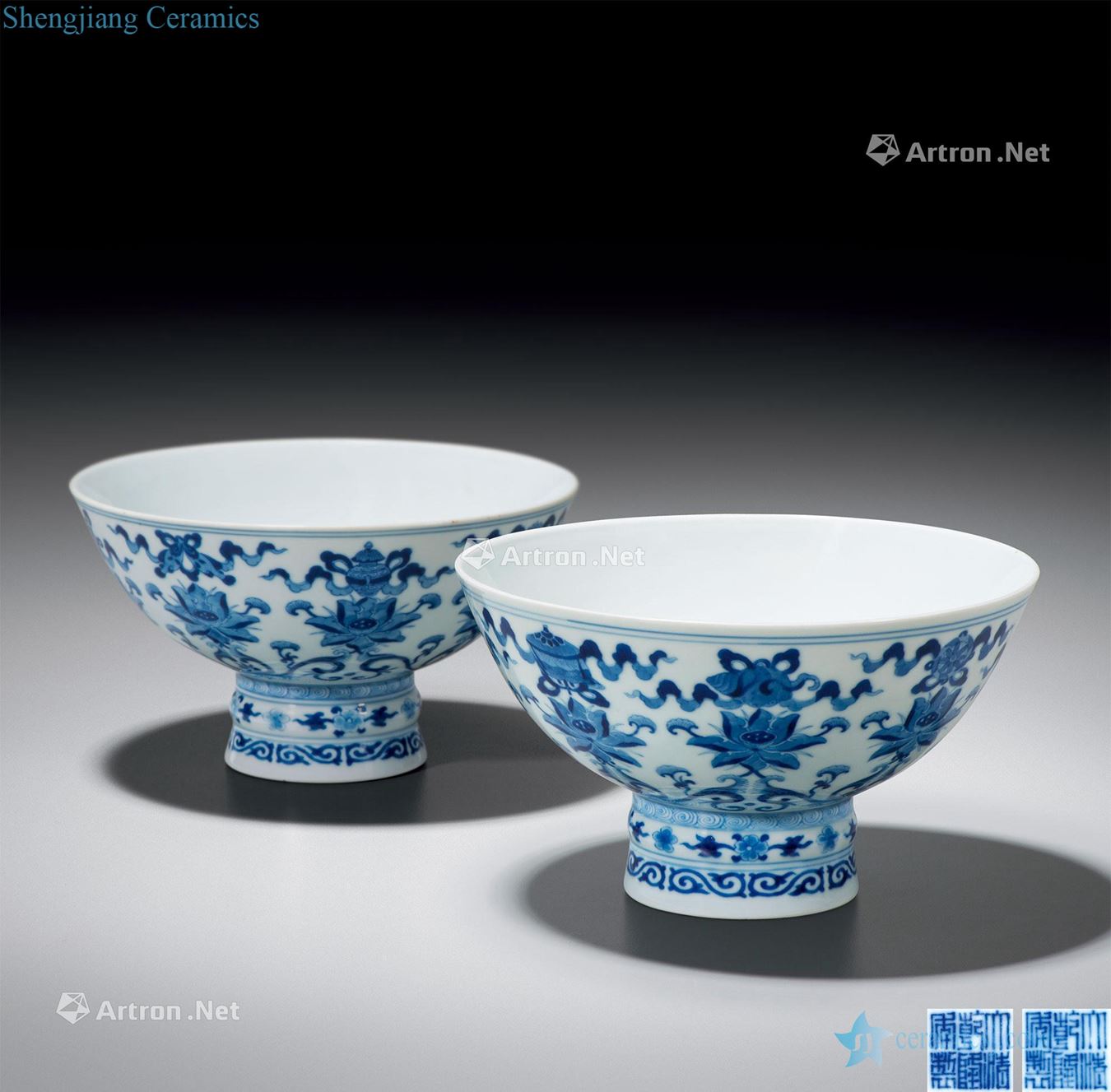 Qing qianlong Green Hualien's eight auspicious grain footed bowl (a)