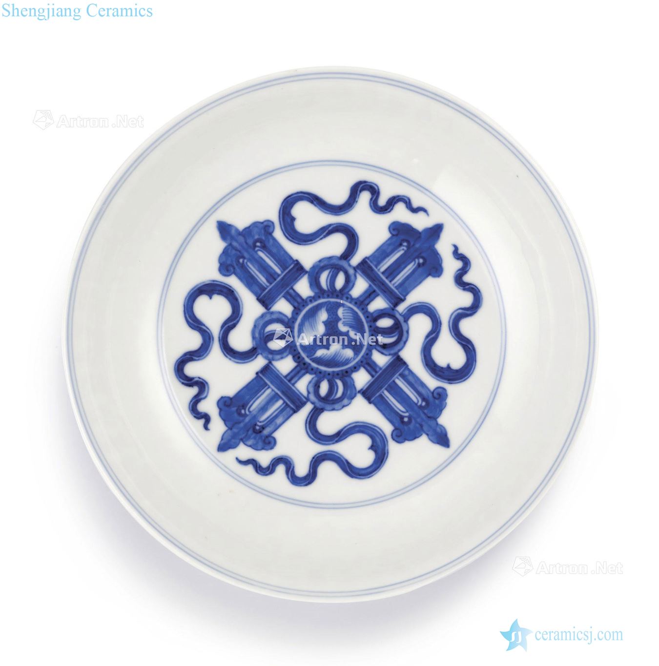 Qing yongzheng Blue treasure pestle brahman tray