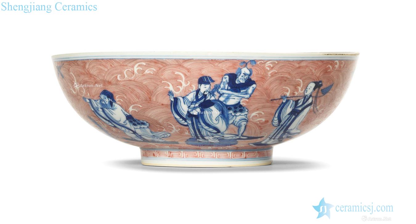 Qing qianlong Blue and white figure 盌 youligong ensemble