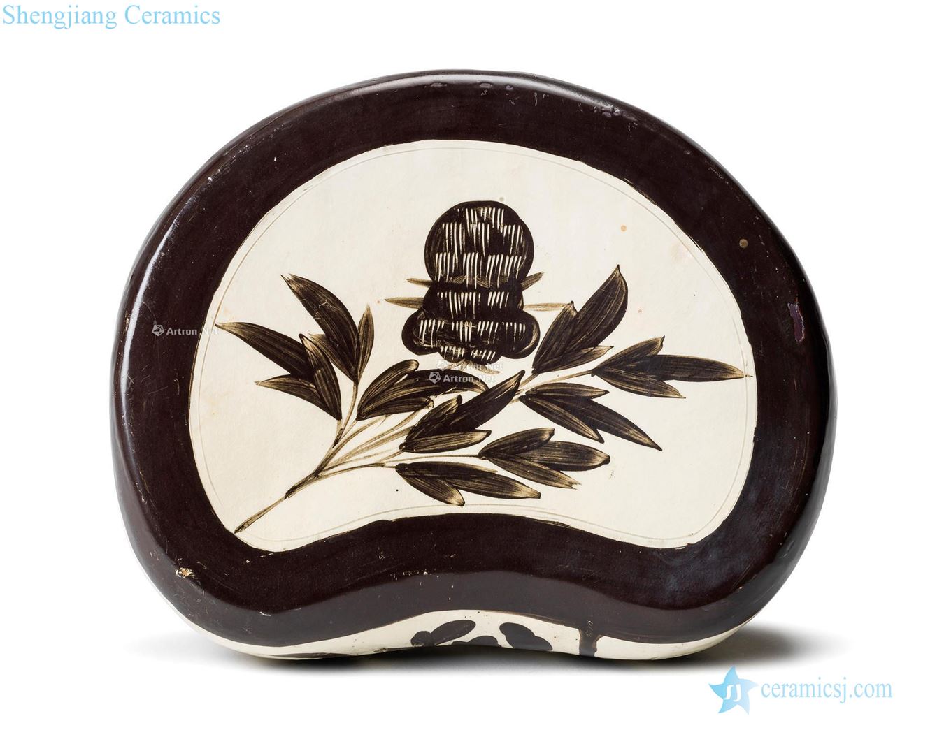 Northern song dynasty Henan hebi set kiln water painted black flower flower grain waist round pillow