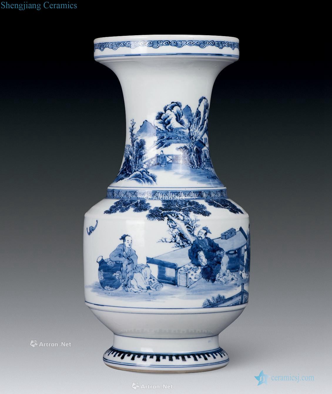 qing Blue and white landscape character