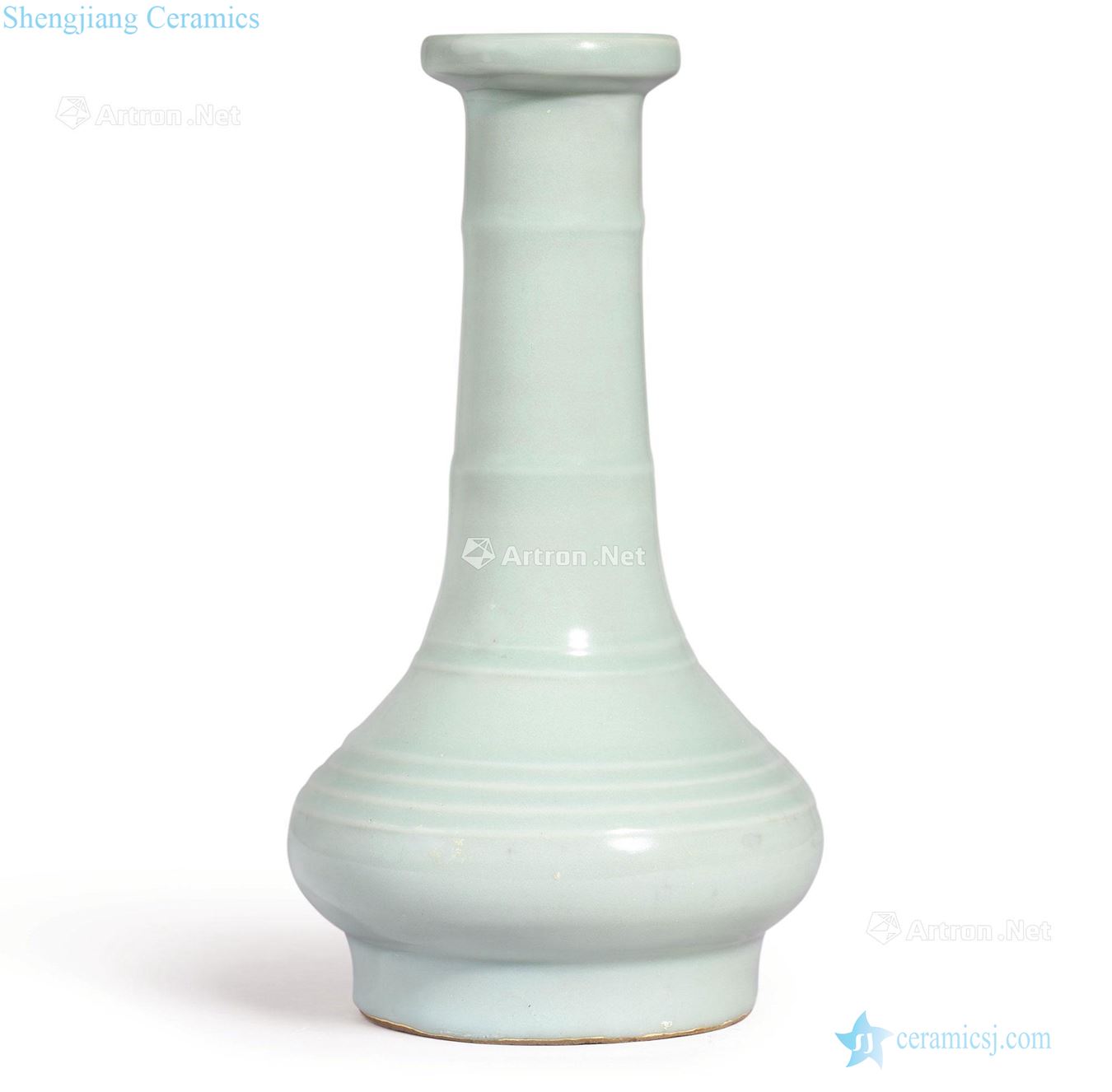 The southern song dynasty Longquan celadon glaze bowstring grain dish buccal bottle