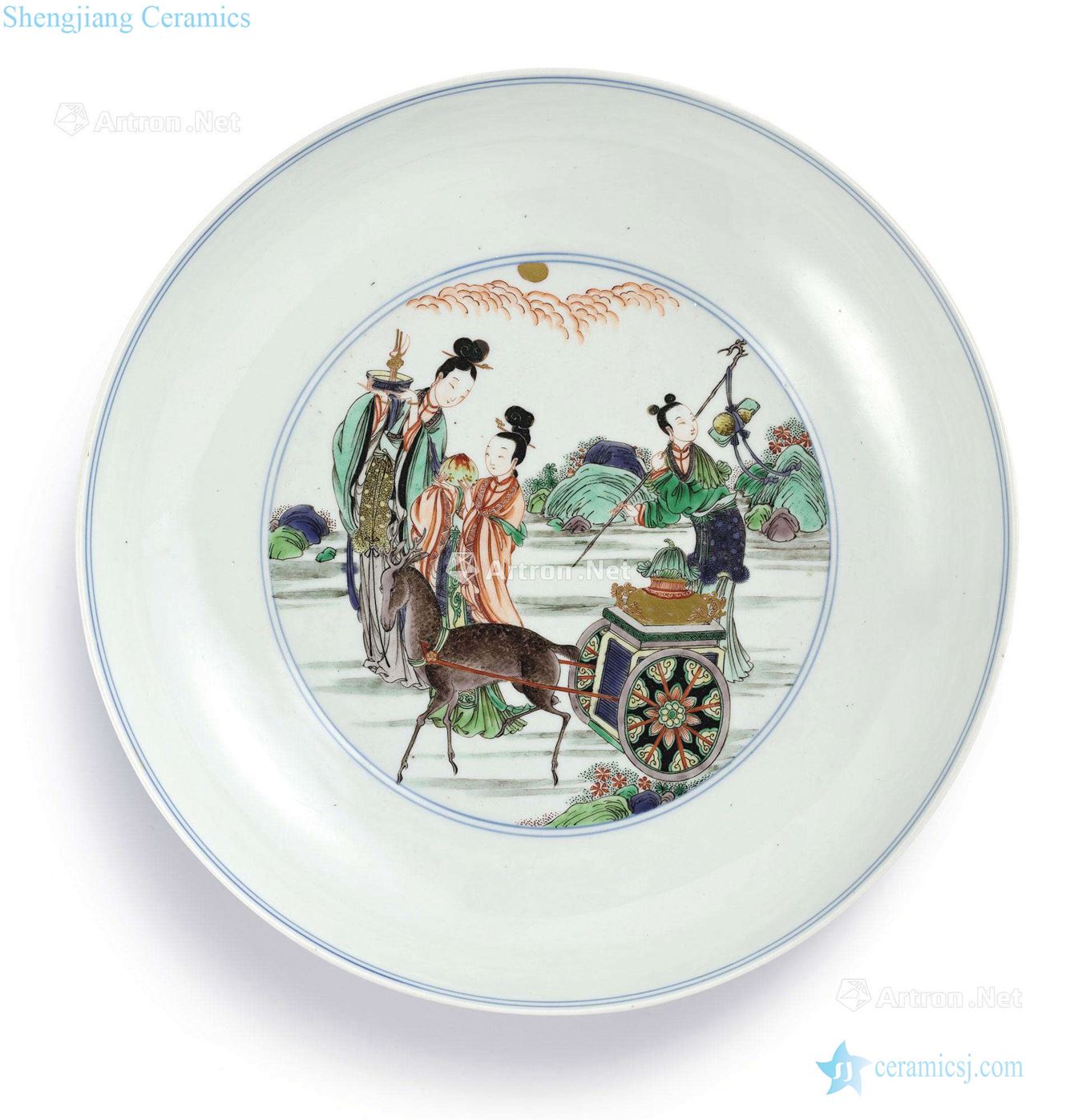 The qing emperor kangxi colorful paint mago long-lived plate