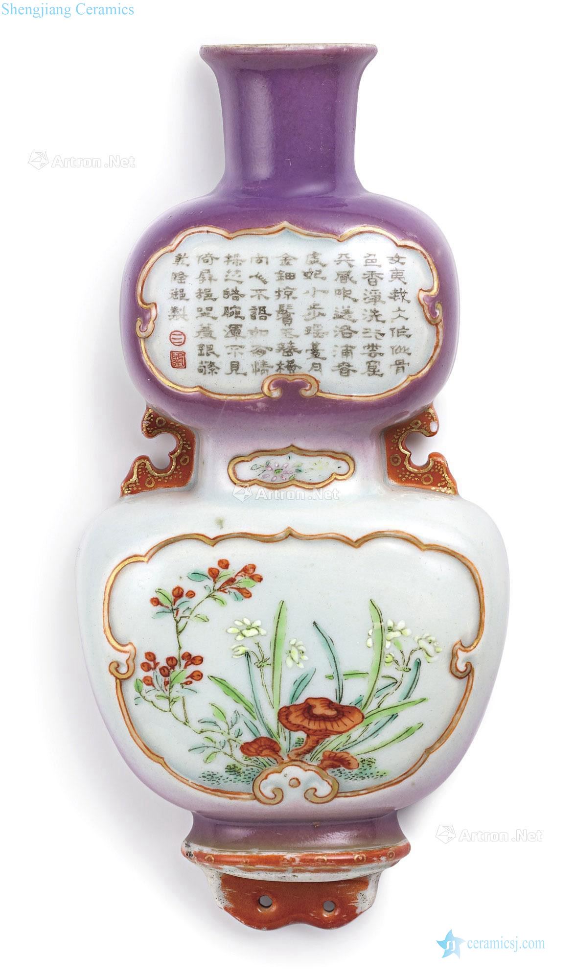 Qing qianlong purple medallion in pastel poetic cheese fairy figure litter bottle gourd