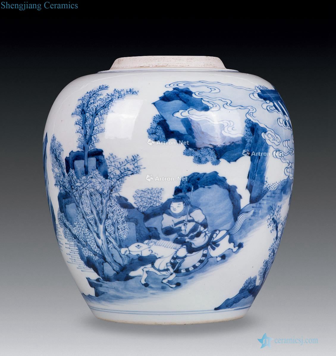 Qing dynasty blue and white pot