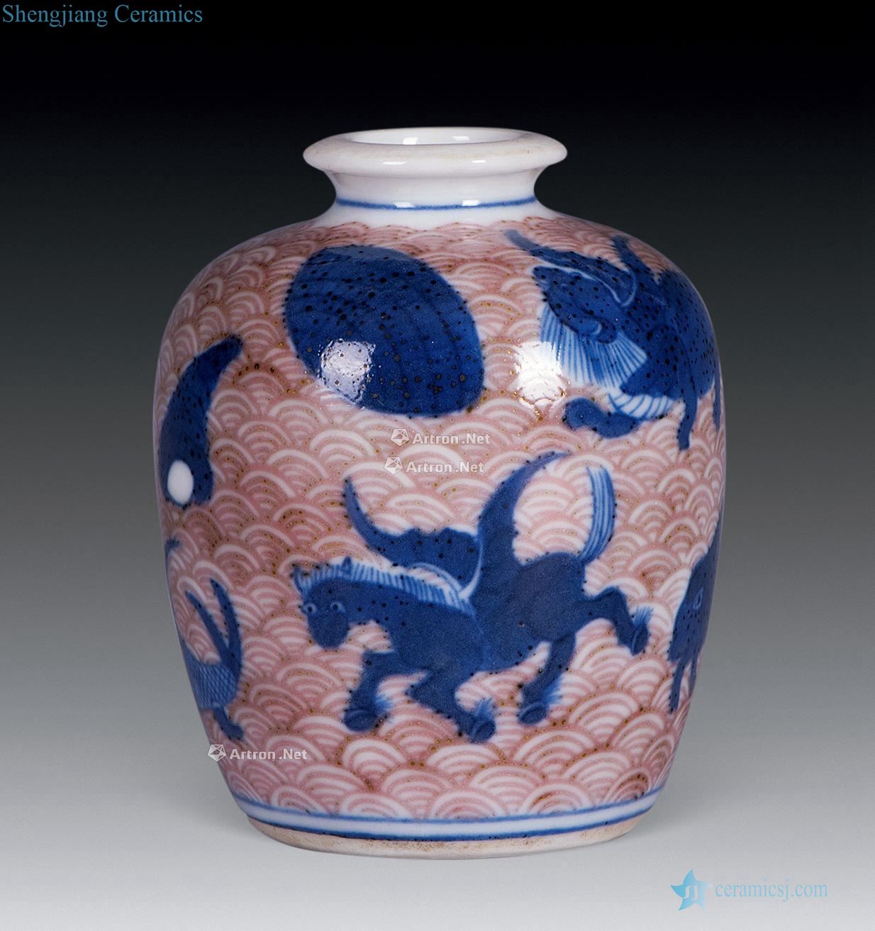 Qing dynasty blue-and-white youligong sea grain canister