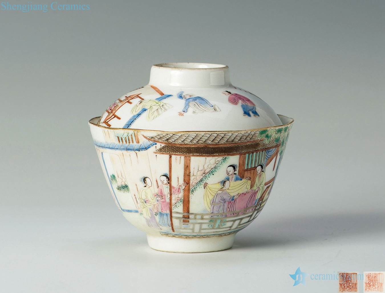 Clear light pastel character lines tureen