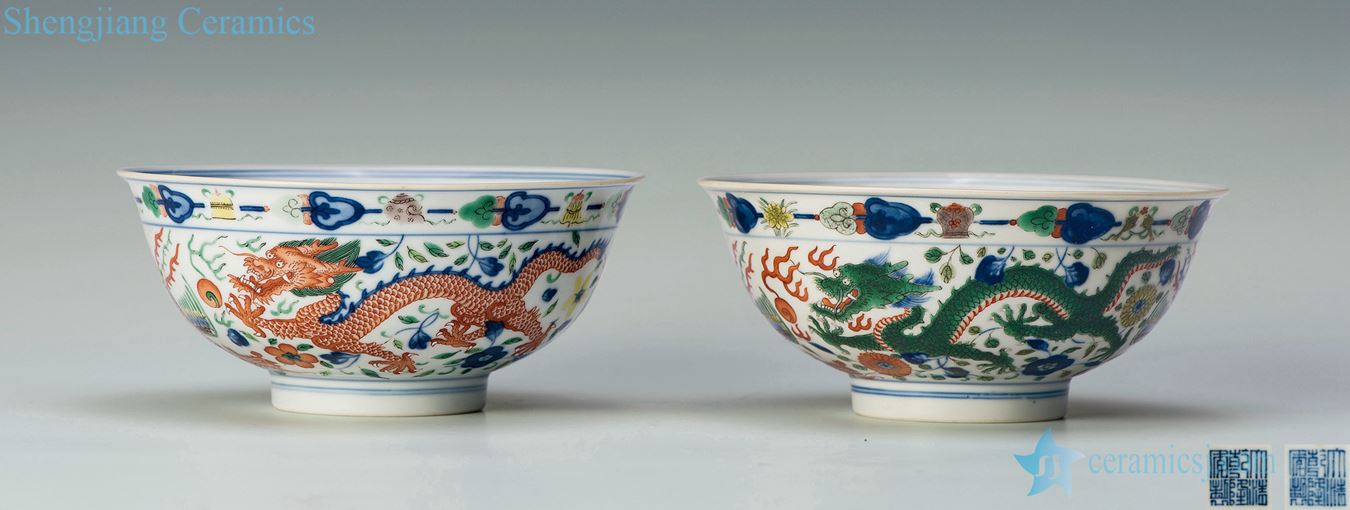 Qing qianlong Colorful longfeng bowl (a)