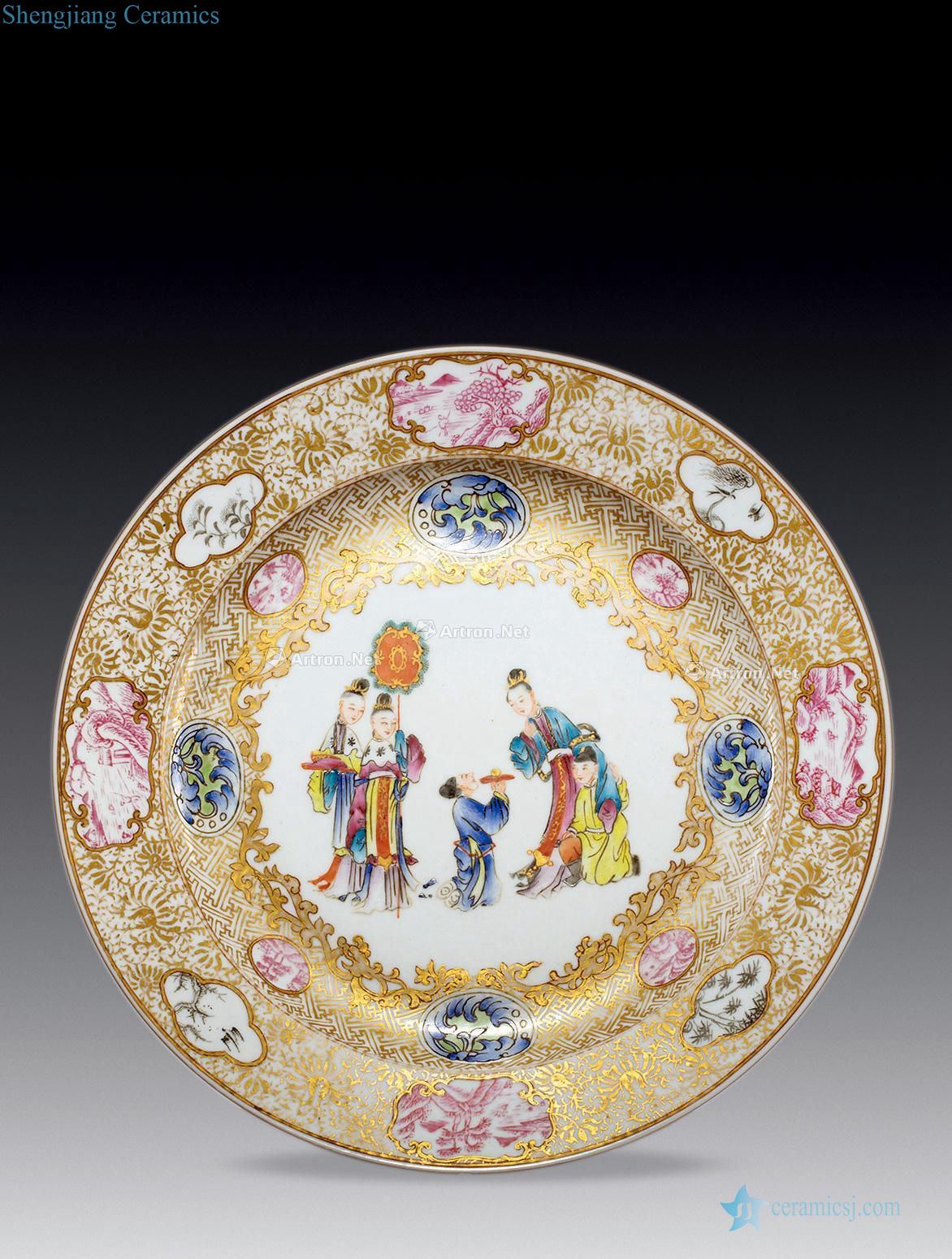 Qing qianlong enamel paint maid disc