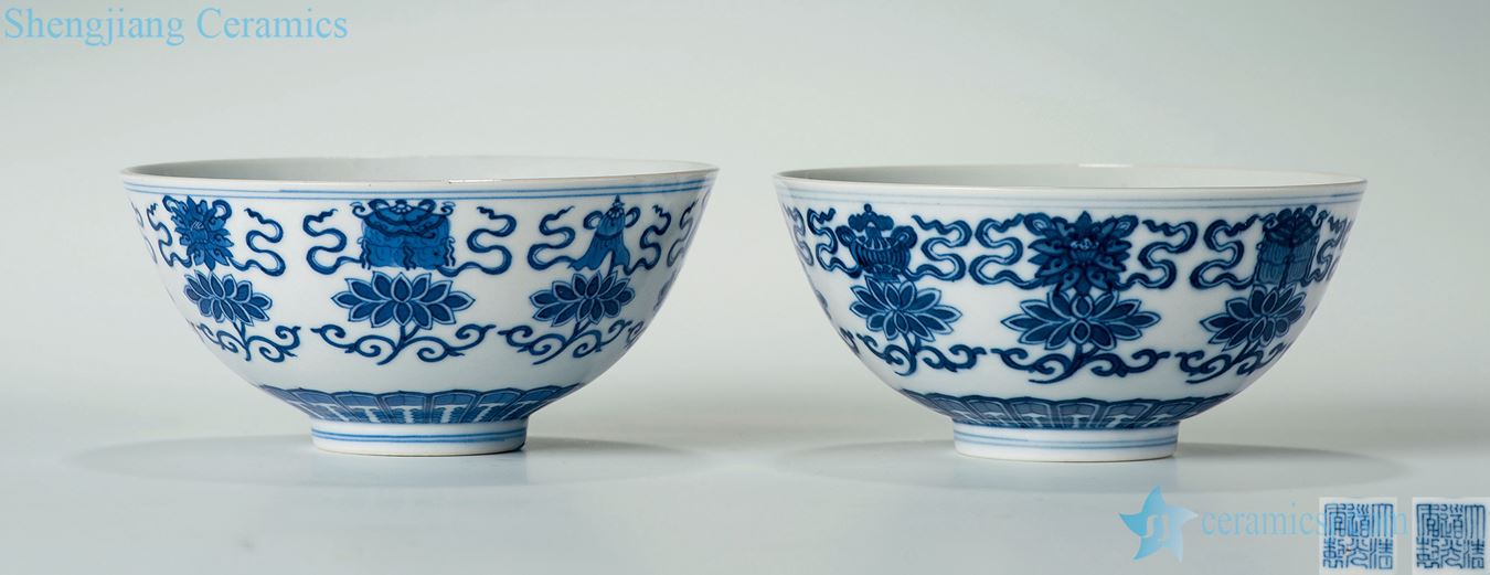 Qing daoguang Blue and white sweet green-splashed bowls (a)