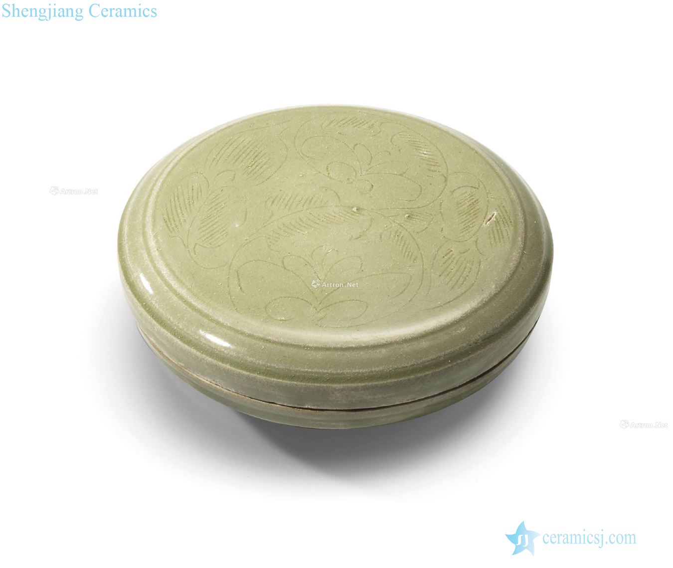 Five generations/carved in the northern song dynasty kiln celadon branch flowers lines cover box