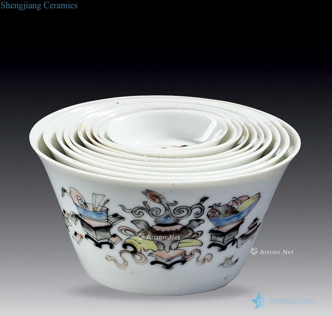 In late qing pastel antique grain lash cup (a)