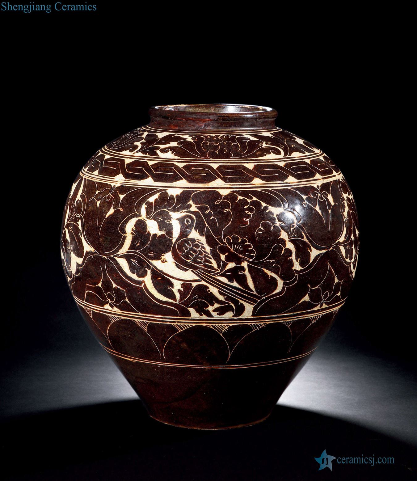 Liao magnetic state kiln carved flower pot
