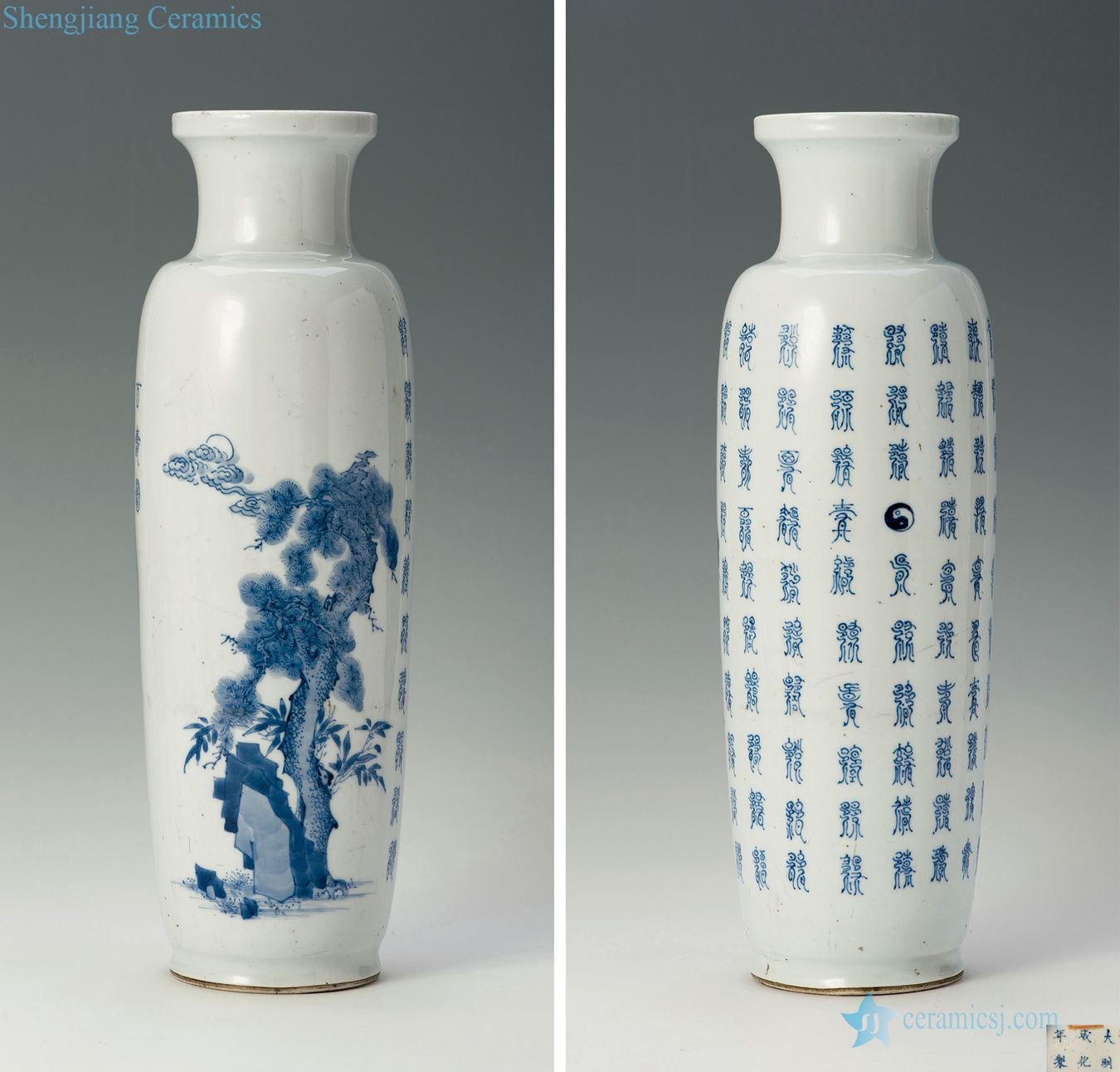 The qing emperor kangxi Blue and white best life of bottle