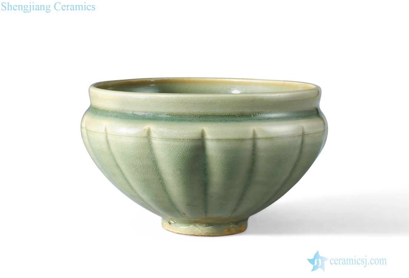 Northern song dynasty (960 ~ 1127) and gold (1115 ~ 1234) yao state kiln green glaze melon leng in bowl