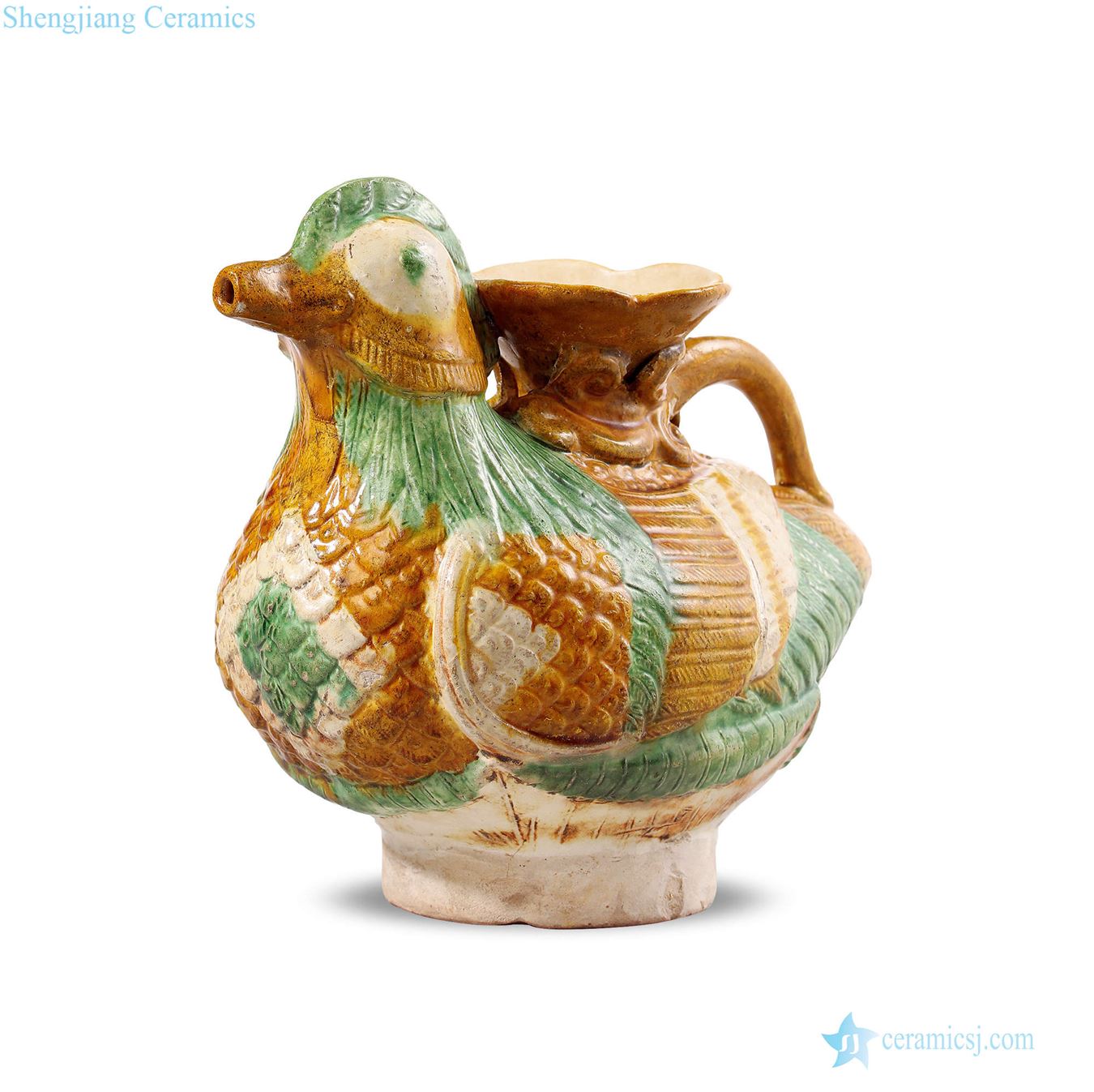 liao Yellow green glaze yuanyang pot