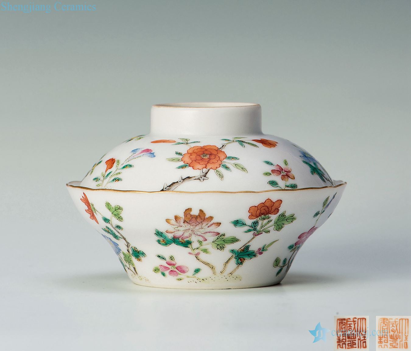 Qing xianfeng pastel flowers grain tureen