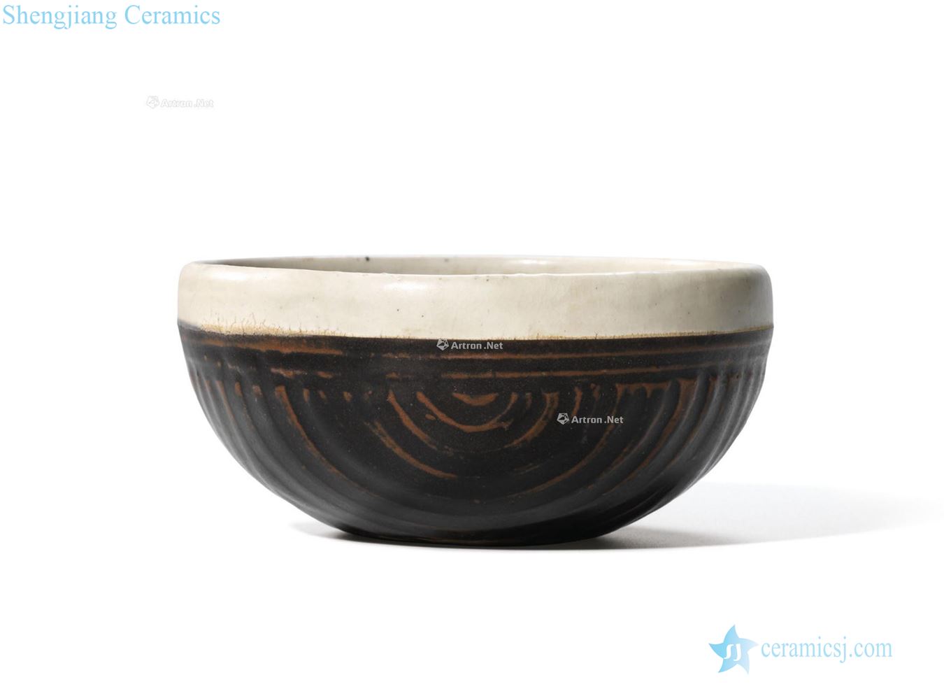 Northern song dynasty/gold White and black glaze printing collaterals grain bucket