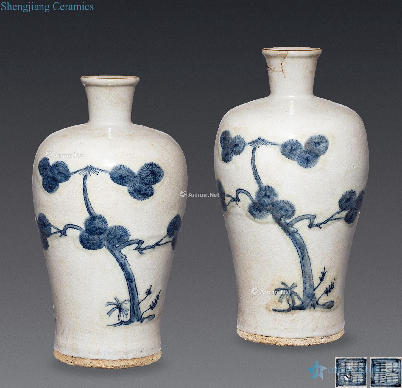 Ming Blue and white pine plum bottle (a)