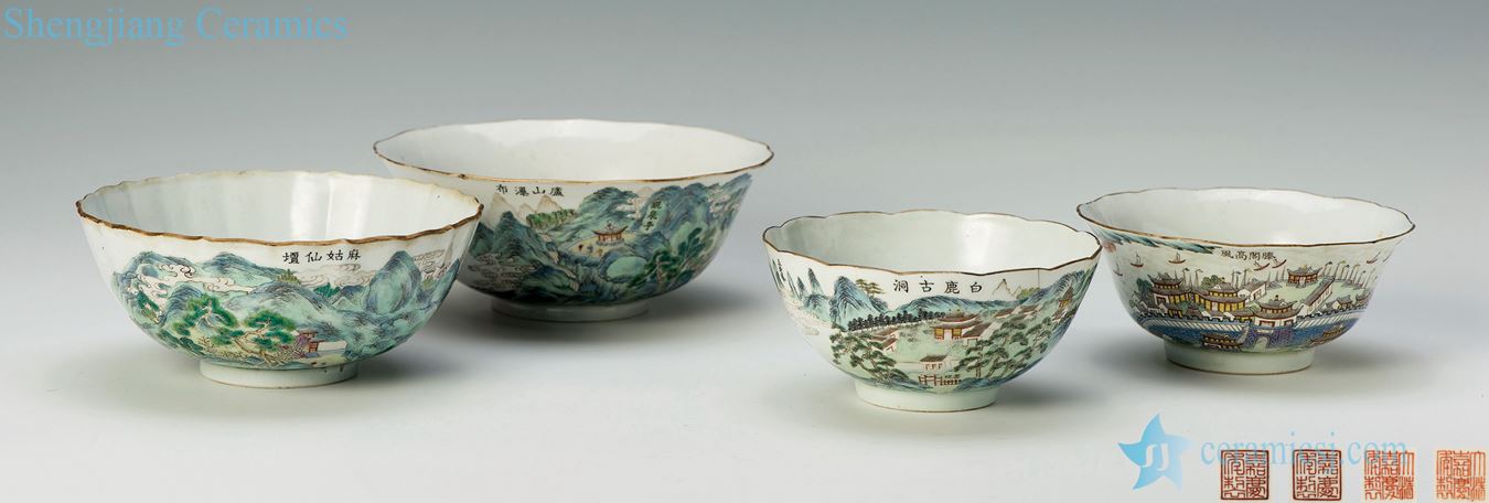 Qing jiaqing famille rose bowl (four)