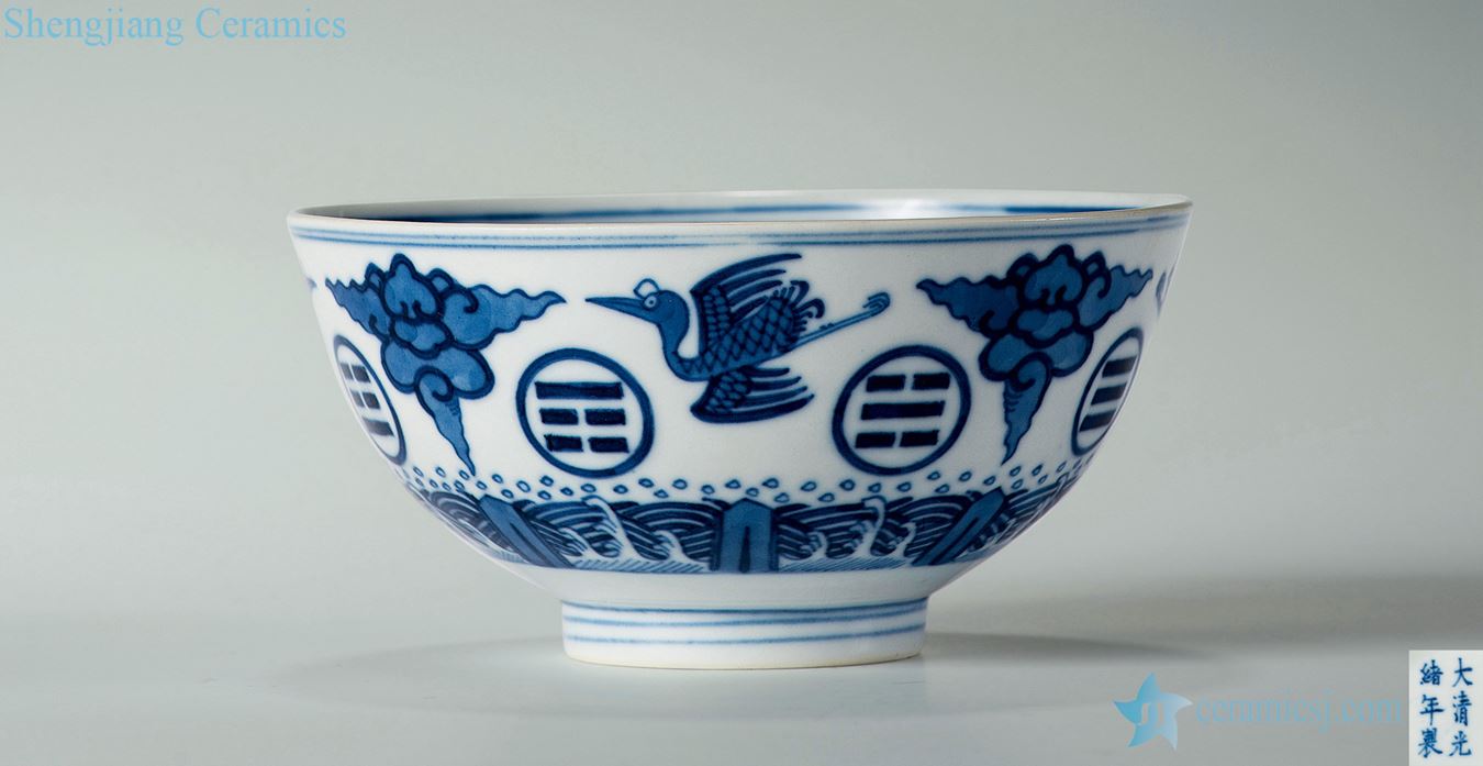 Qing guangxu Blue and white gossip James t. c. na was published green-splashed bowls