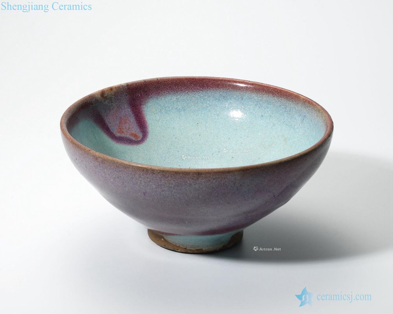 Gold/yuan Sky blue glaze purple spot 盌 masterpieces