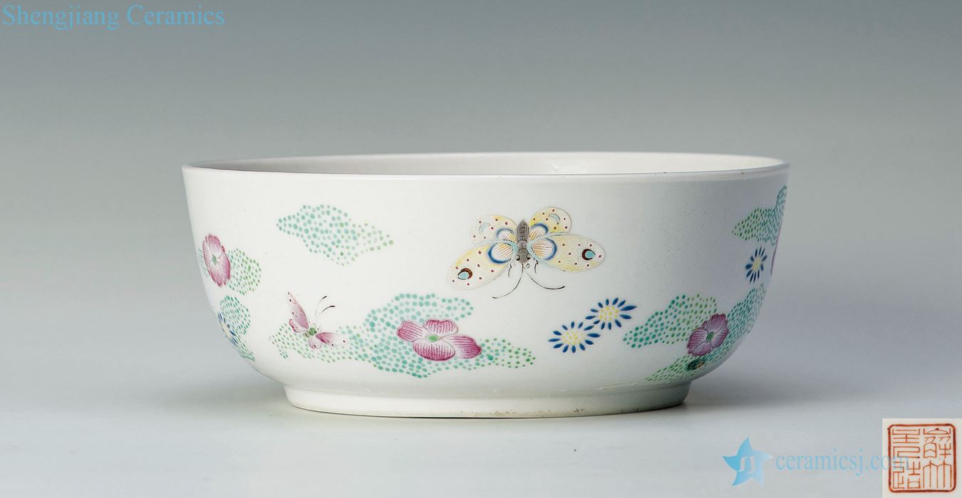 Clear light pastel flowers butterfly tattoo pier bowl