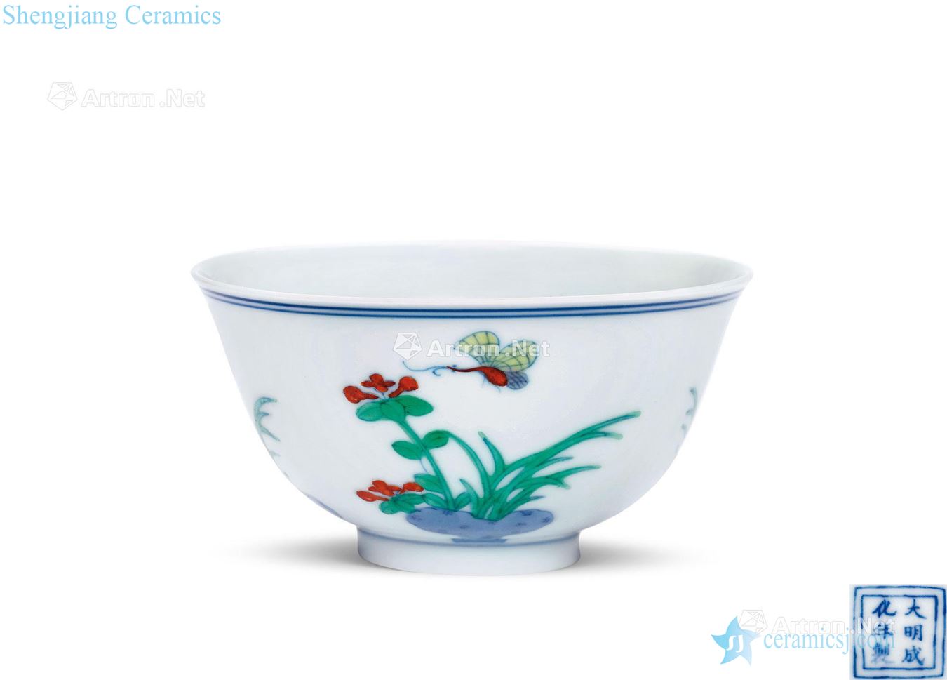The qing emperor kangxi dou decorated butterfly tattoo cup