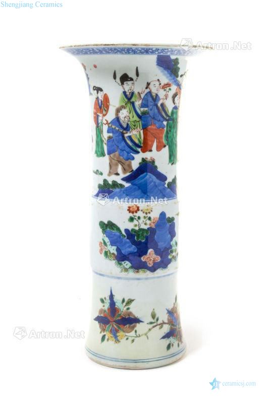 Likely to kangxi story figure flower vase with colorful characters