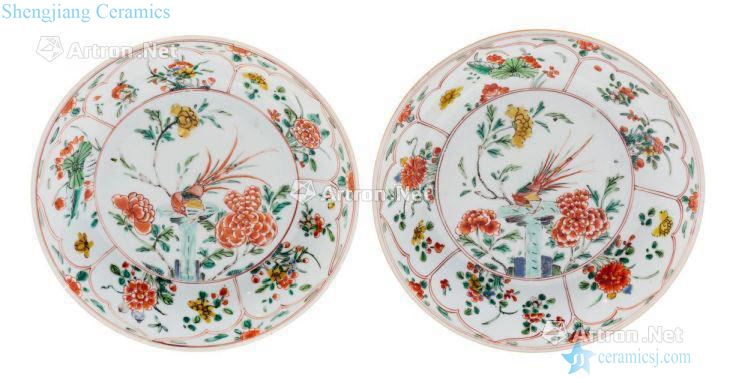 The qing emperor kangxi Colorful golden pheasant peony grains on disk