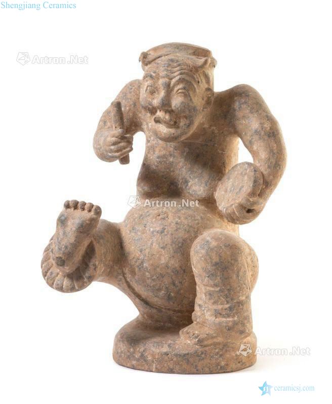 han Pottery drum rap figurines