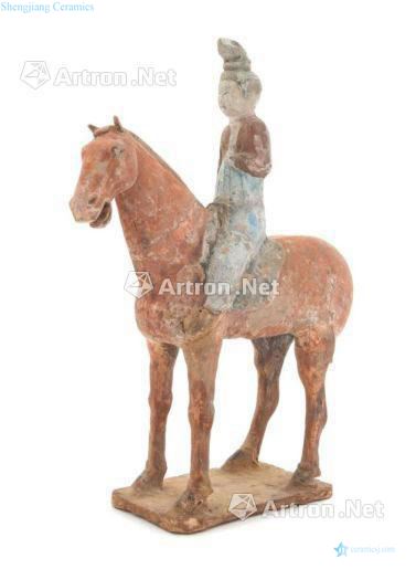 May be don However, painted pottery figurines on horseback