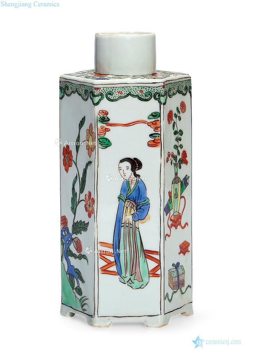 The qing emperor kangxi six-party pot flowers colorful characters