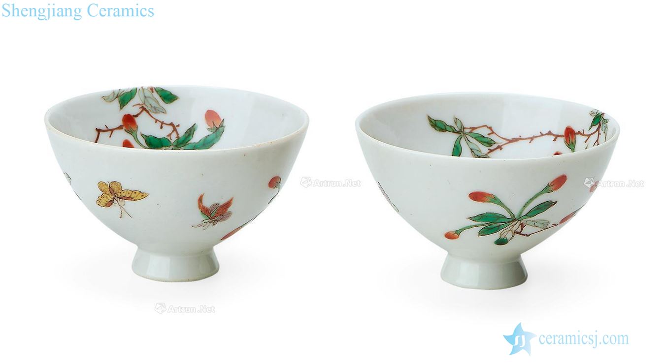 The qing emperor kangxi Colorful flowers small butterfly cup (a)