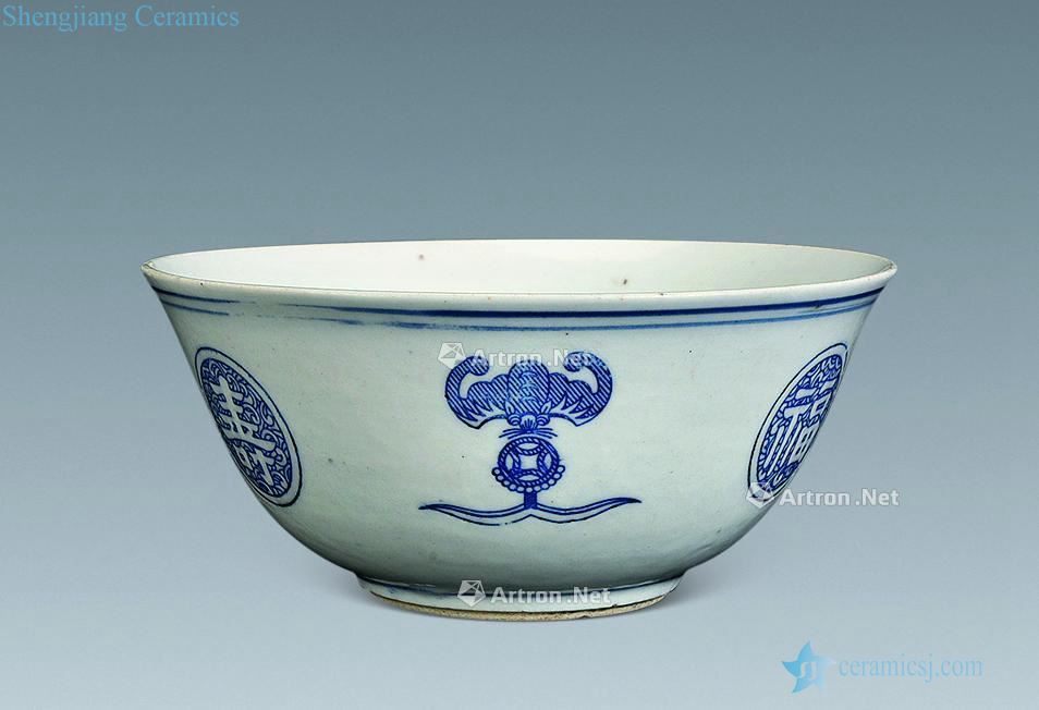In the qing dynasty Blue and white live green-splashed bowls