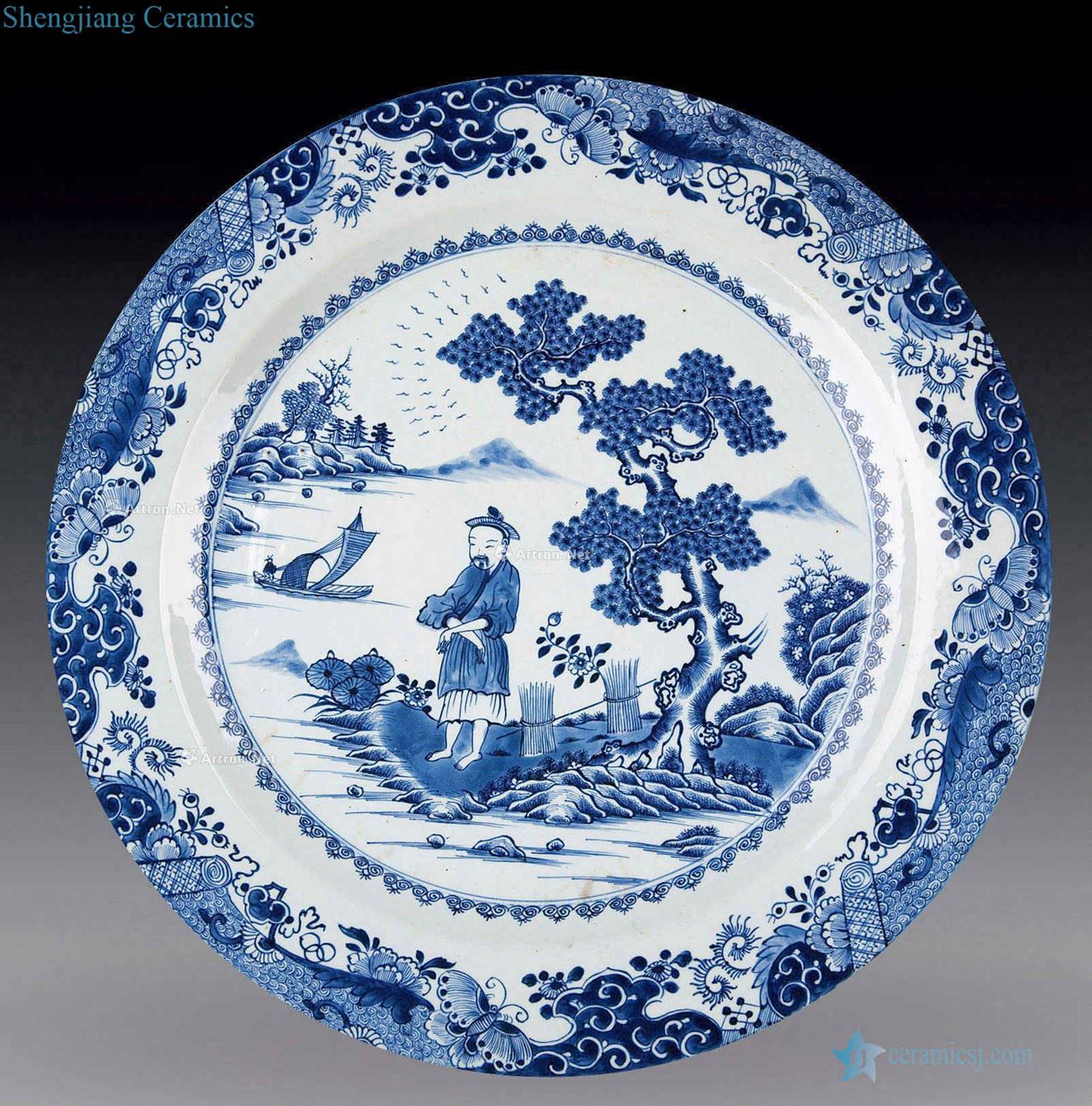 Qing "the question and answer" blue and white